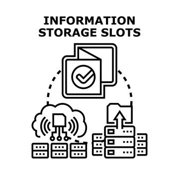 Information storage slots concept illustrating digital data organization, bac Stock Illustration