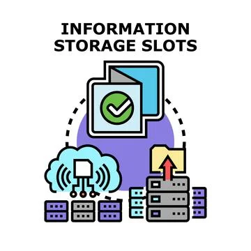 Information storage slots management technology illustrating digital data t.. Stock Illustration