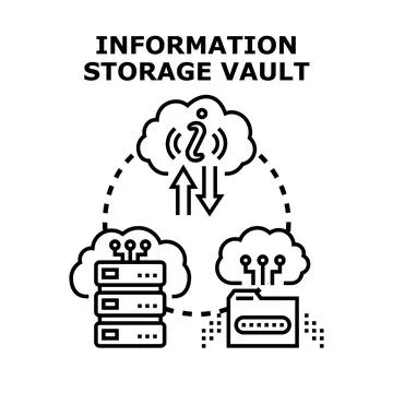 Information storage vault concept with data clouds 스톡 일러스트
