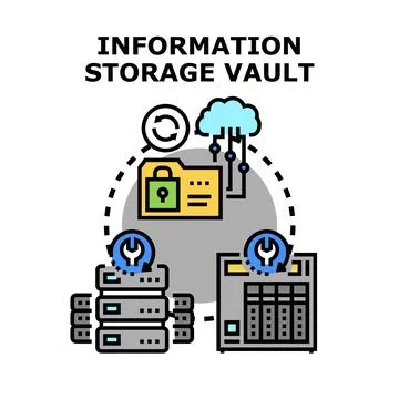 Information storage vault concept storing digital data securely Stock Illustration