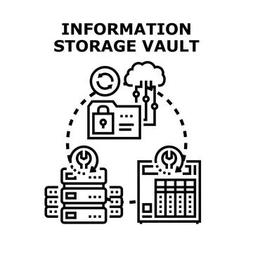 Information storage vault concept storing digital data securely Stock Illustration