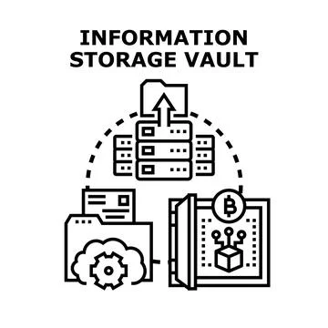 Information storage vault encrypting data protecting digital assets Stock Illustration