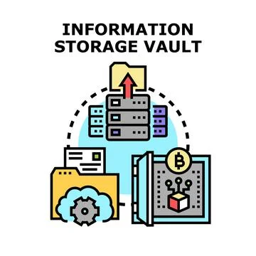 Information storage vault encrypting data protecting digital assets Stock Illustration