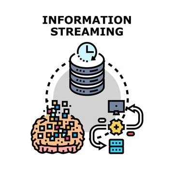 Information streaming processing and data transfer concept 库存插图
