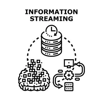 Information streaming processing and data transfer concept Stockillustratie