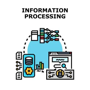 Information system processing big data analytics concept Stock Illustration