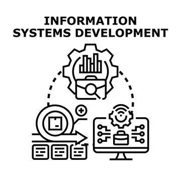 Information systems development creating modern technology solutions Illustrazione stock