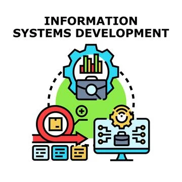 Information systems development creating modern technology solutions Stock Illustration
