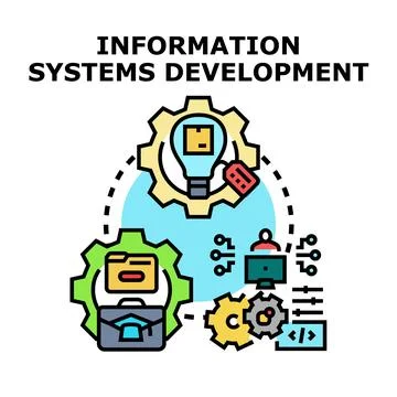 Information systems development process and technology creating solutions Stock Illustration