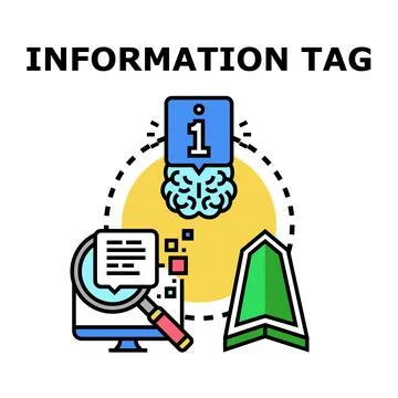 Information tag process researching protection concept Stock Illustration