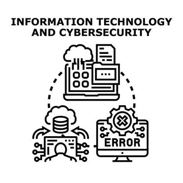 Information technology and cybersecurity concept with digital challenges Stock Illustration