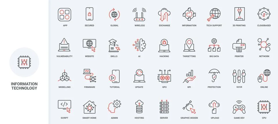 Information technology, big data and global network exchange, tech support line Stock Illustration