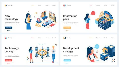 Information technology for business development, success strategy set, data Illustrazione stock