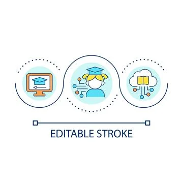 Information technology in children education loop concept icon Ilustração Stock