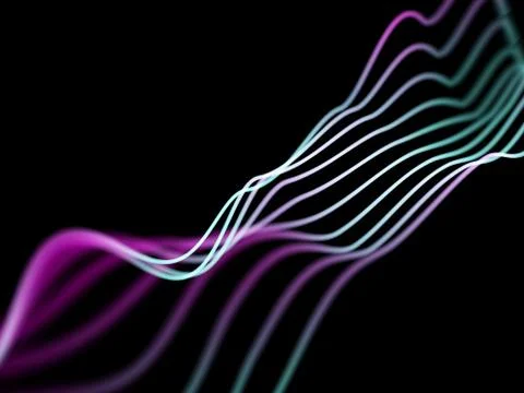 Information technology concept: abstract blue glowing waves. Stock Illustration