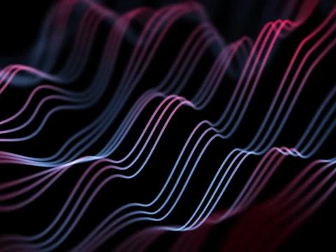 Information technology concept: abstract blue glowing waves. Stock Illustration