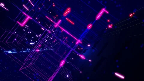 Information Technology concept. Blue dark sci fi bg fly through tech digital Stock Footage 195958717