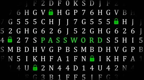 Information technology concept - PASSWORD lettering inside machine code Stock Illustration