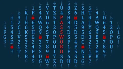Information technology concept - PASSWORD lettering inside machine code Illustrazione stock