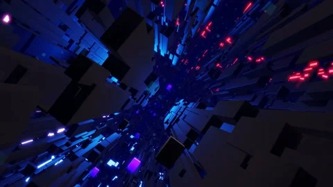 Information Technology concept. Space scene. Blue dark sci fi bg fly through Stock Footage 163680258