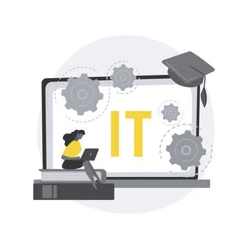 Information technology courses abstract concept vector illustration. Illustrazione stock