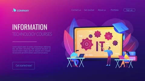 Information technology courses concept landing page Illustrazione stock