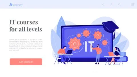 Information technology courses concept landing page Illustrazione stock