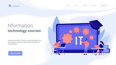 Information technology courses concept landing page Illustrazione stock