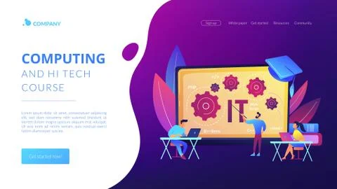 Information technology courses concept landing page Illustrazione stock