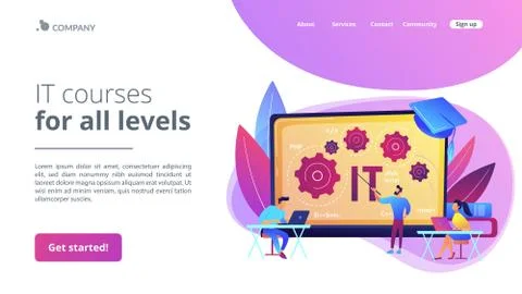Information technology courses concept landing page Illustrazione stock