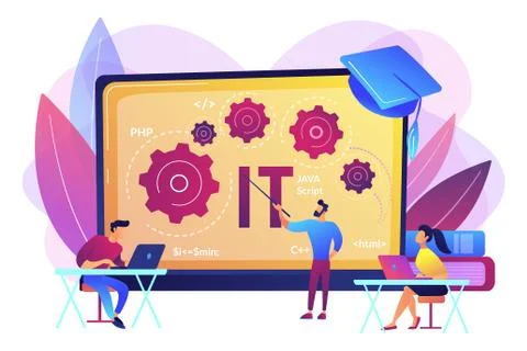 Information technology courses concept vector illustration Illustrazione stock