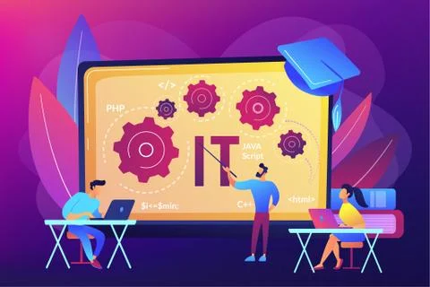 Information technology courses concept vector illustration Illustrazione stock