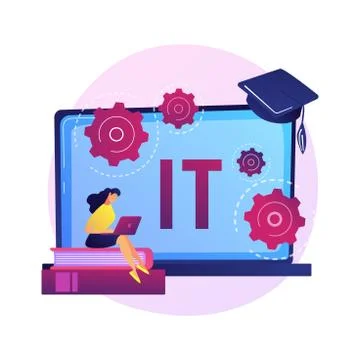 Information technology courses vector concept metaphor Illustrazione stock