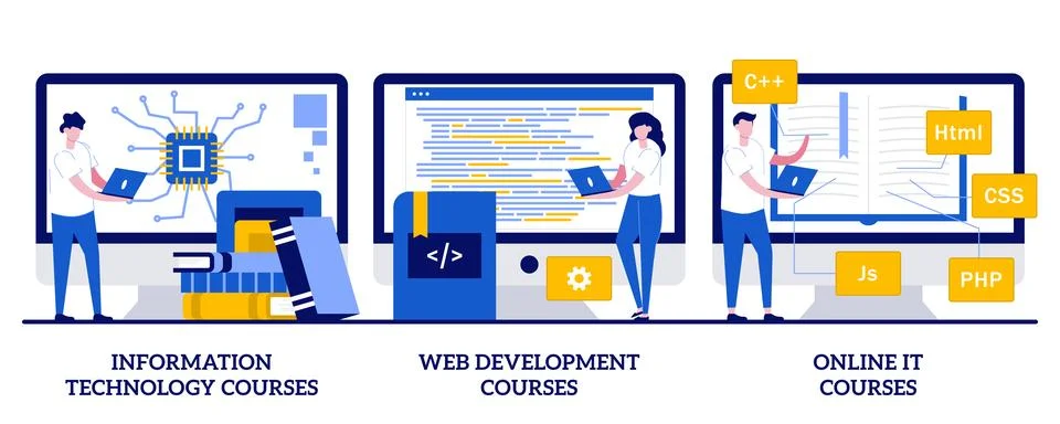Information technology courses, web development courses, online it courses .. 스톡 일러스트