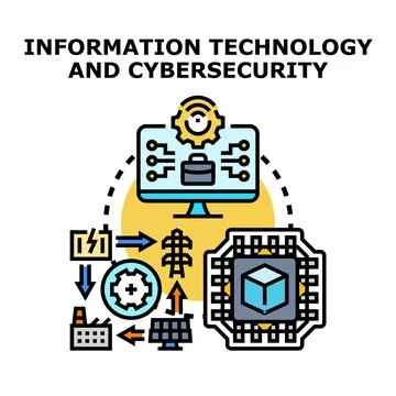Information technology cybersecurity managing digital data security Illustrazione stock