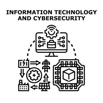 Information technology cybersecurity managing digital data security Stock Illustration