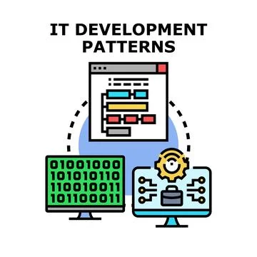 Information technology development patterns and software engineering process Illustrazione stock