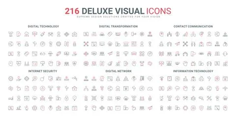 Information technology, digital integration and digitalization of network line Stock-Illustration