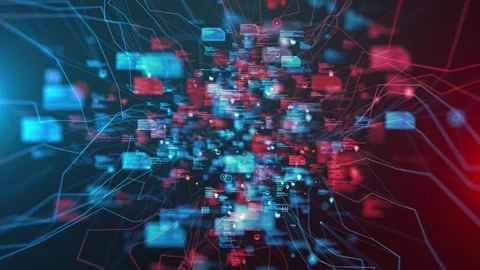 Information Technology digital network with node analysis, background Stock Footage 313963178