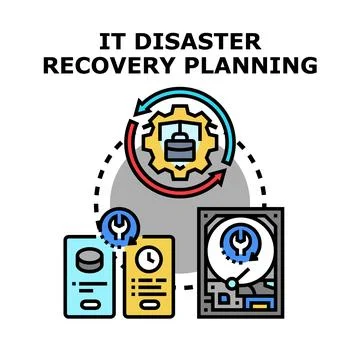 Information technology disaster recovery planning implementing data backup Stockillustratie