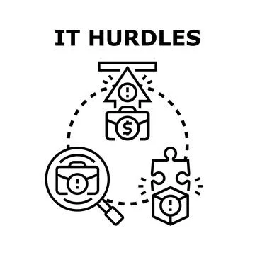 Information technology hurdles solving problem concept Stock Illustration