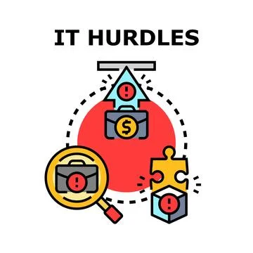 Information technology hurdles solving problem concept Stock Illustration