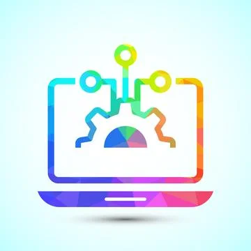Information technology icon design illustration. Digital tech icon, low pol.. Stockillustratie