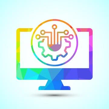 Information technology icon design illustration. Digital tech icon, low pol.. Stockillustratie