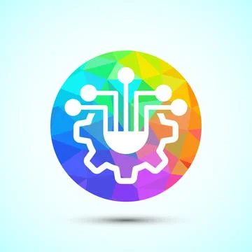 Information technology icon design illustration. Digital tech icon, low pol.. Stockillustratie