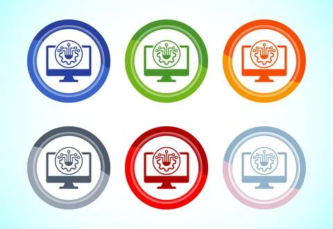 Information technology icon design illustration. Digital tech icon, 6 color.. Stock Illustration
