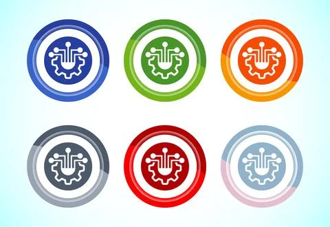 Information technology icon design illustration. Digital tech icon, 6 color.. Stock Illustration