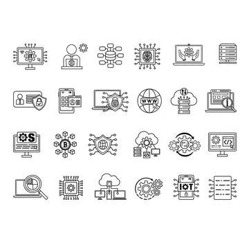 Information Technology Icon Set. Vector Illustrations IT Manager, Data Anal.. Stock Illustration