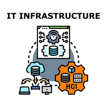 Information technology infrastructure managing data and network systems Stockillustratie