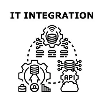 Information technology integration with data management systems Illustrazione stock